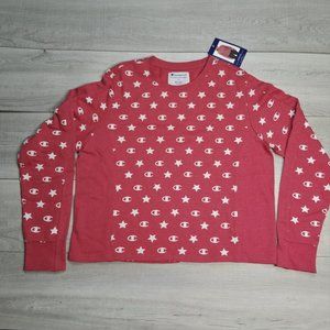 Champion Red Crew  Sweatshirt with C Logo and Stars Size  L